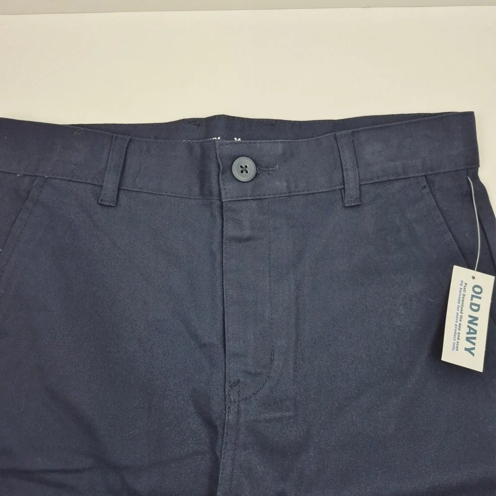 Old Navy Slim Uniform Shorts Adjustable Waist Navy Blue Twill Kids Size‎ 14 NWT